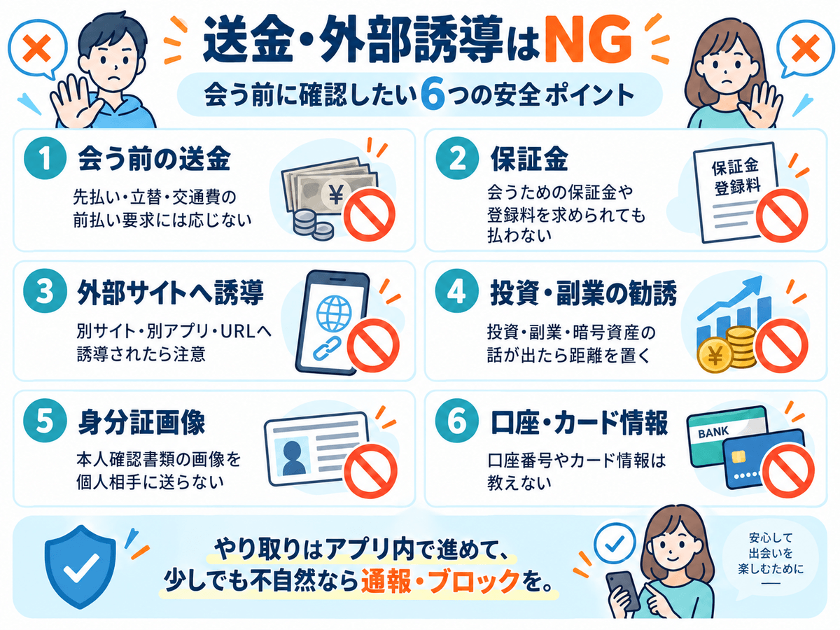 パパ活で注意したい送金や外部誘導などの安全チェック
